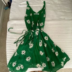 Reformation Green Daisy Mini Dress with tie